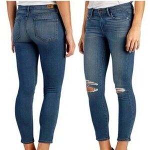 PAIGE Med Wash Distressed Skinny Jeans VERTUGO CROPPED SZ 28 WOMEN ANKLE LENGTH